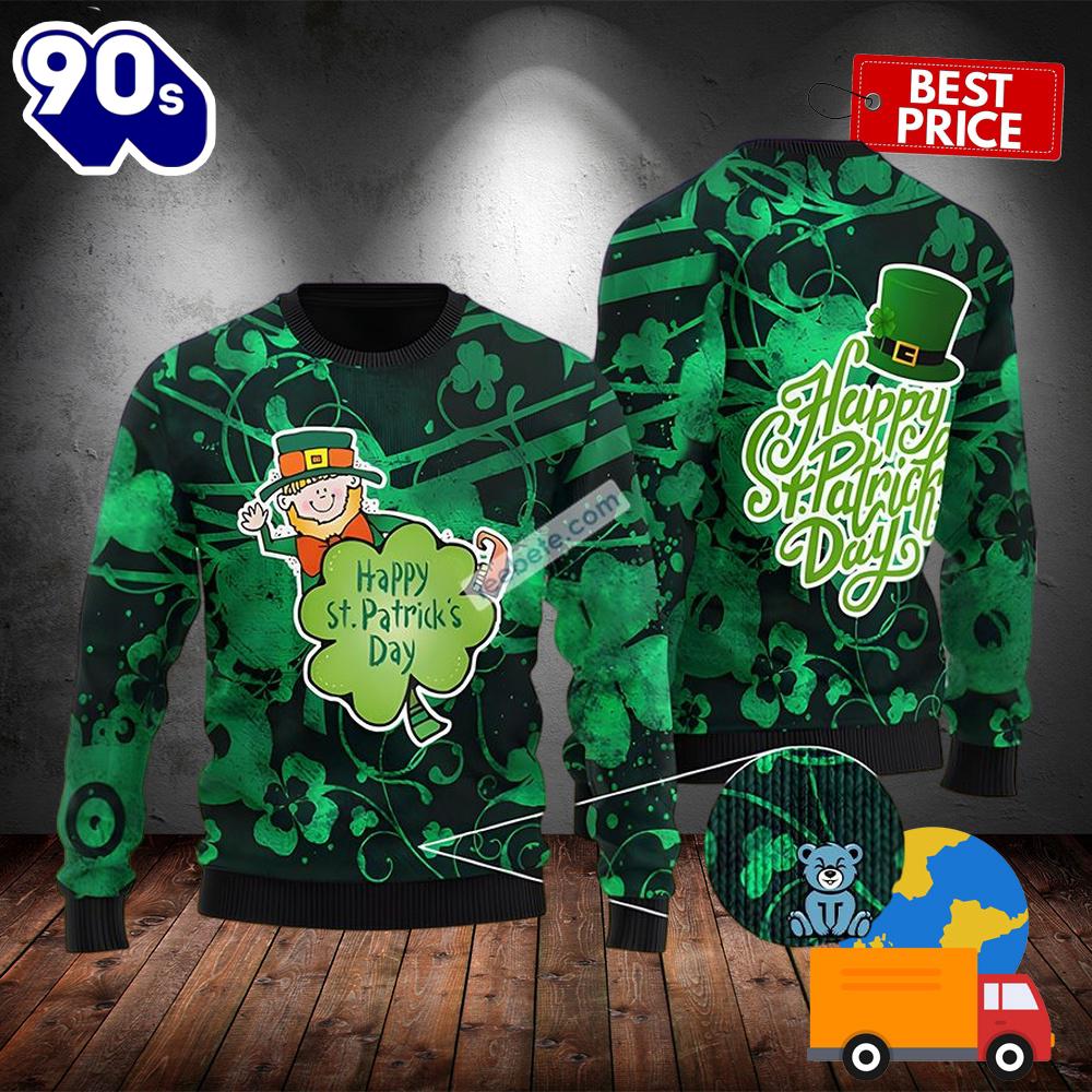 Happy St Patrick Day With Cute Leprechaun Green Best Ugly Sweaters 2025 Happy St Patrick Day With Cute Leprechaun Green Best Ugly Sweaters 2025