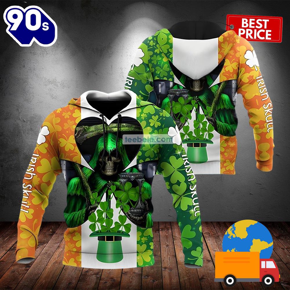 Happy St Patricks Day With Death Green 3D Hoodie Jacket 2025 Happy St Patricks Day With Death Green 3D Hoodie Jacket 2025