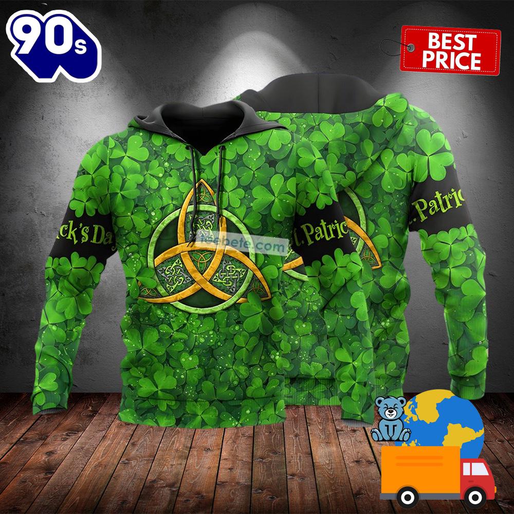 Happy St Patricks Day With Shamrock Symbol Green 3D Horror Hoodie 2025 Happy St Patricks Day With Shamrock Symbol Green 3D Horror Hoodie 2025