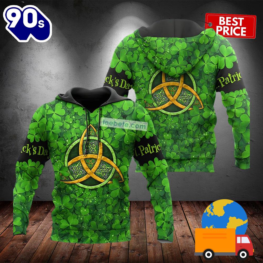 Happy St Patricks Day With Shamrock Symbol Green 3D Horror Hoodie 2025 Happy St Patricks Day With Shamrock Symbol Green 3D Horror Hoodie 2025