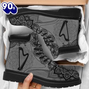 Harp Mandala Flower Shape Asboots All Season Boots Gift Xmas
