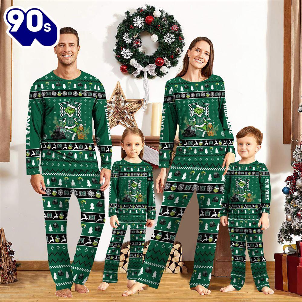 Hawaii Rainbow Warriors NCAA Custom Name Grinch Christmas And Sport Team Pajama Set Gift Christmas Hawaii Rainbow Warriors NCAA Custom Name Grinch Christmas And Sport Team Pajama Set Gift Christmas