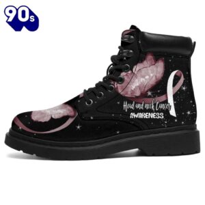 Head And Neck Cancer Awareness Leather Boots Ribbon Shoes