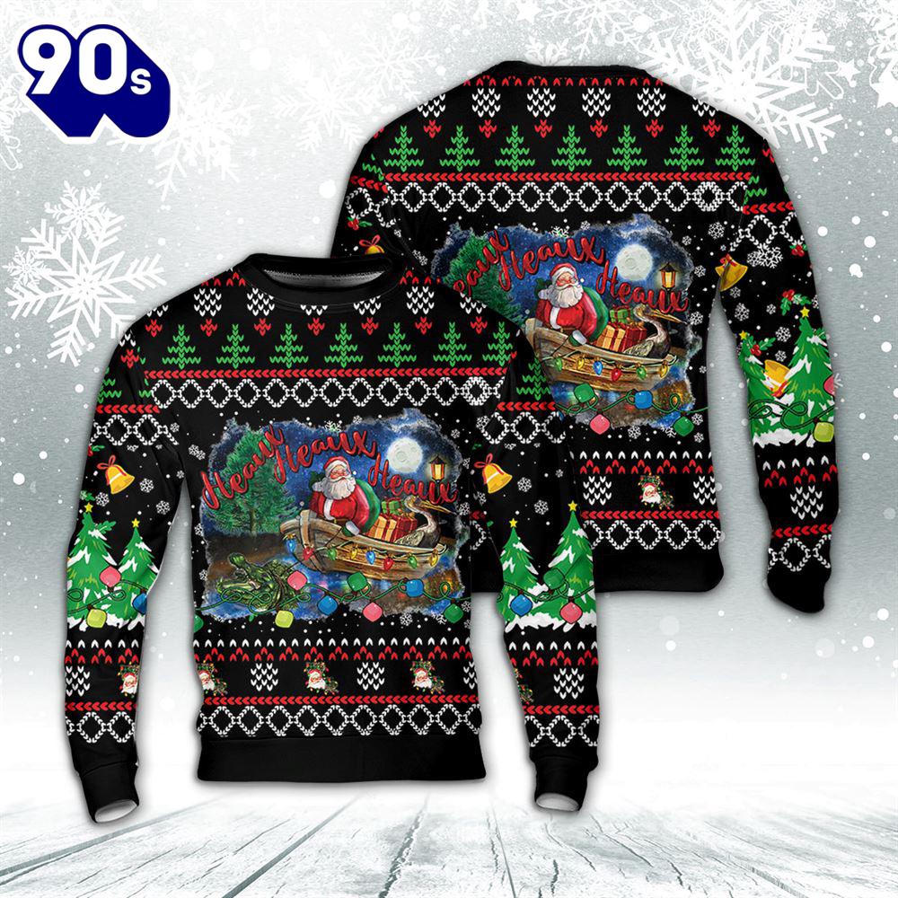 Heaux Heaux Heaux Christmas Louisiana Santa Claus Sweater Heaux Heaux Heaux Christmas Louisiana Santa Claus Sweater