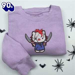 Hello Kitty Cartoon Cosplay Halloween Embroidered Sweatshirt Fashion Style For Man And Women