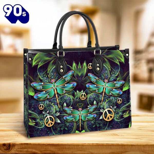 Hippie Dragonfly 2 Leather Bag Christ Gifts Leather Bags  Gift For  Women Christmas
