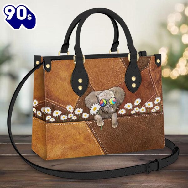 Hippie Elephant Daisy Leather Bag Christ Gifts Leather Bags  Gift For  Women Christmas