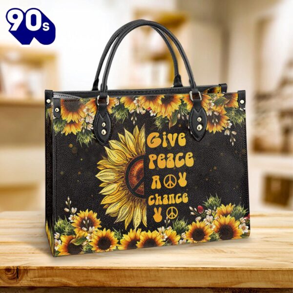 Hippie Give Peace A Chance Pu Leather Bag Christ Gifts Leather Bags  Gift For  Women Christmas