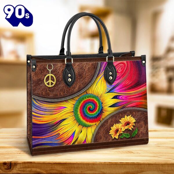 Hippie Sunflower Colorful Leather Bag Christ Gifts Leather Bags  Gift For  Women Christmas