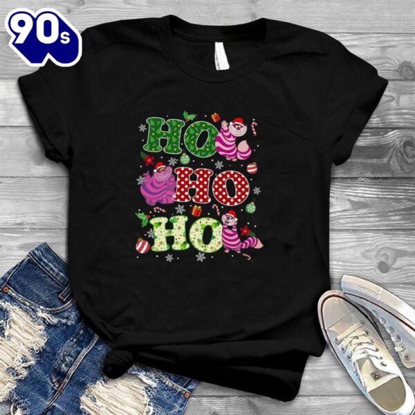 Ho Ho Ho Cheshire Cat Christmas Shirt, Alice In Wonderland Shirt Gift Xmas