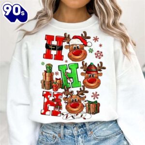 Ho Ho Ho Christmas Reindeer Shirt, Christmas Deer Shirt Gift Xmas