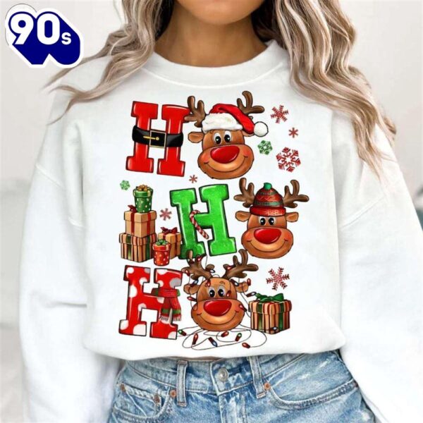 Ho Ho Ho Christmas Reindeer Shirt, Christmas Deer Shirt Gift Xmas