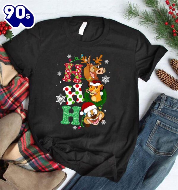 Ho Ho Ho Lion King Christmas Shirt, Simba, Nala, Timon, Pumbaa, Cute Disney Sweatshirt, Hoodie Gift Xmas