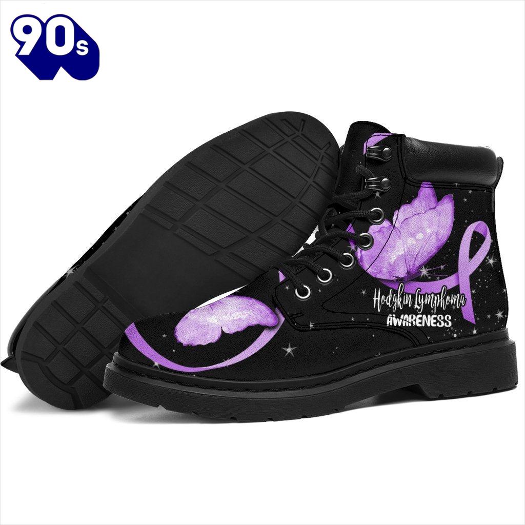 Hodgkin Lymphoma Cancer Awareness Leather Boots Ribbon Shoes Hodgkin Lymphoma Cancer Awareness Leather Boots Ribbon Shoes