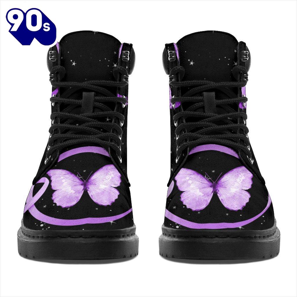 Hodgkin Lymphoma Cancer Awareness Leather Boots Ribbon Shoes Hodgkin Lymphoma Cancer Awareness Leather Boots Ribbon Shoes