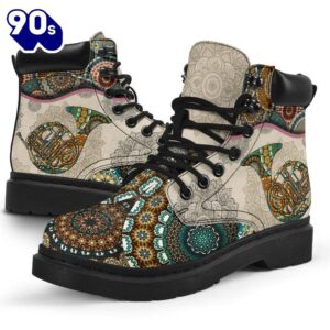 Horn Vintage Mandala Asboot Music Gift All Season Boots