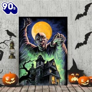 Horror Haunted House With Monster Halloween Canvas Painting Decor Home