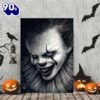 Horror IT Smile Black And White Halloween Canvas Painting Decor Home