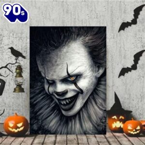 Horror IT Smile Black And White Halloween Canvas Painting Decor Home