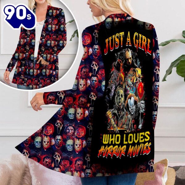 Horror Movies Women’s Patch Pocket Cardigan For Fans