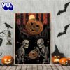 Horror Skeletons With Pumpkin Halloween Canvas Decor Home