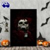 Horror Skull With Bloody Hand Halloween Canvas Decor Home