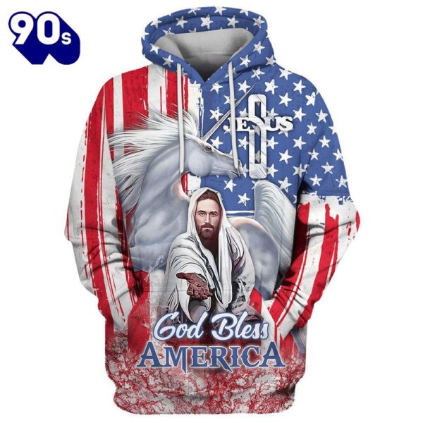 Horse With Jesus Hand 3D Hoodie One Nation Under God Hoodies Jesus Hoodie