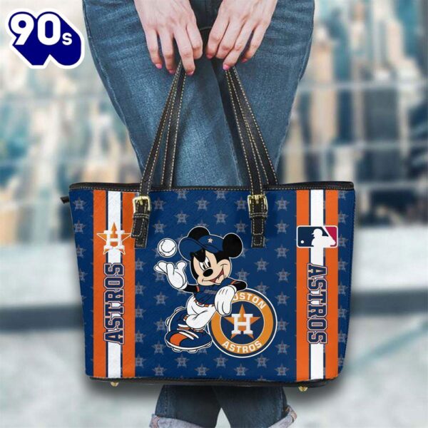 Houston Astros Mlb Mickey Women Leather Tote Bag