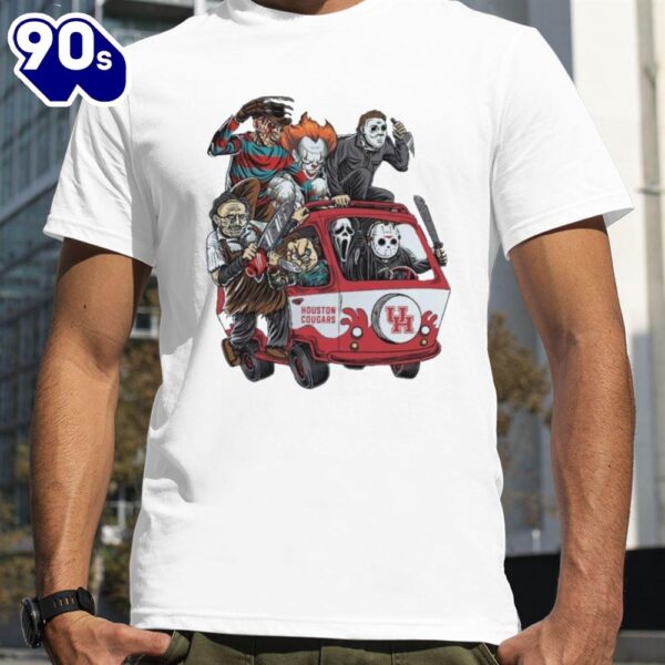Houston Cougars Horror Movies Characters Bus Halloween 2024 T-Shirts