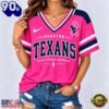 Houston Texans 2026 NFL Pink Breast Cancer Awareness V neck T Shirt, NFL Fan V Neck Shirt