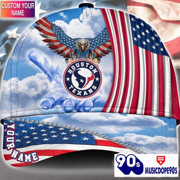 Houston Texans Cap Pride US 4th Of July Cap Veterans Cap Custom Name