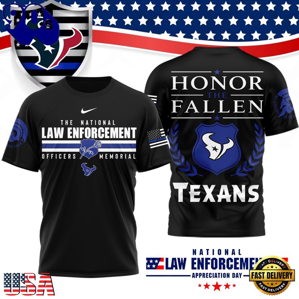 Houston Texans NFL The National Law Enforcement 3D T-Shirt Houston Texans NFL The National Law Enforcement 3D T-Shirt