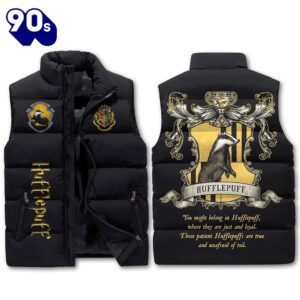Hufflepuff 2D Sleeveless Jacket Christmas For Fans – Music Sleeveless Down Jacket