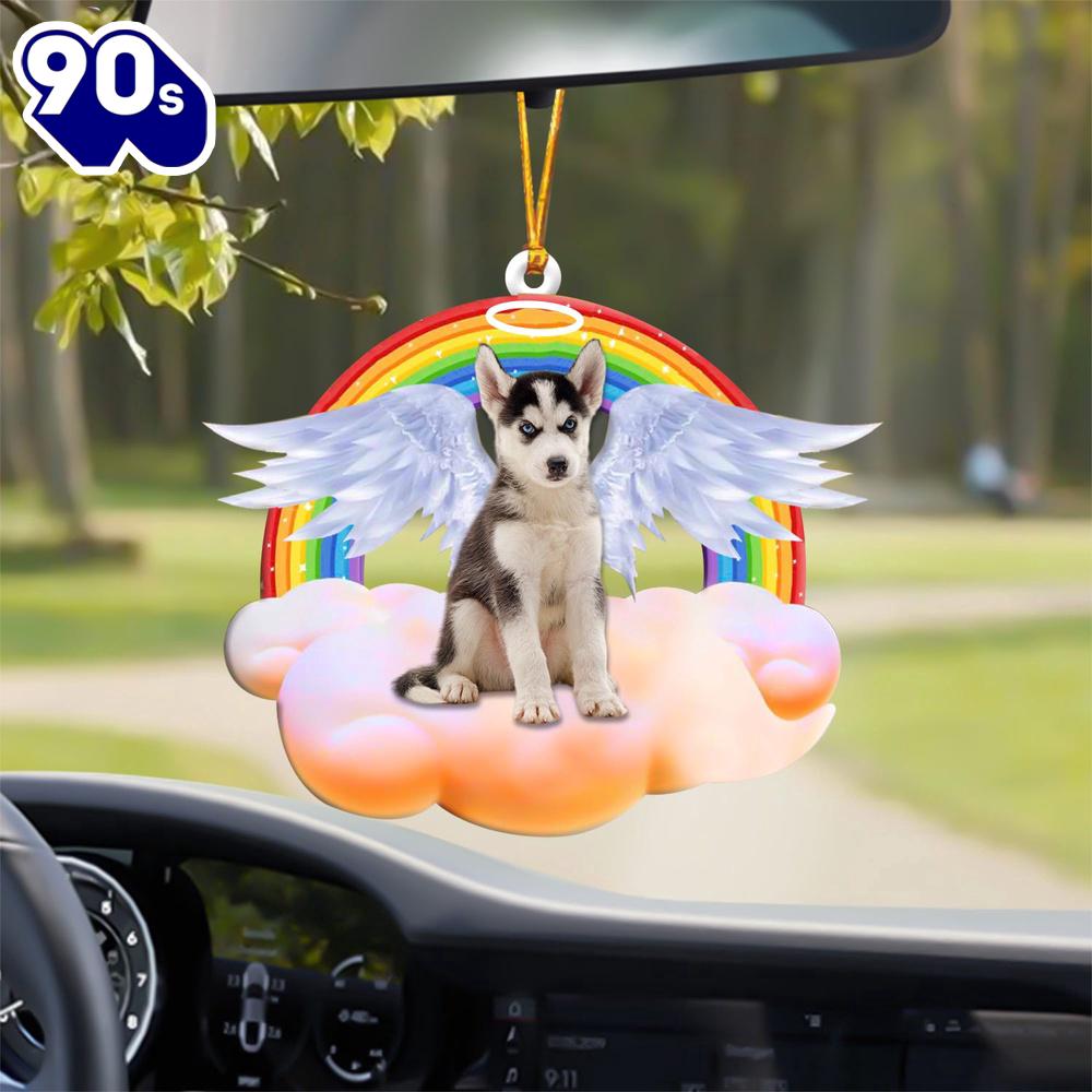 Husky With Angel Wings Memorial Ornament, Gift For Christmas Husky With Angel Wings Memorial Ornament, Gift For Christmas