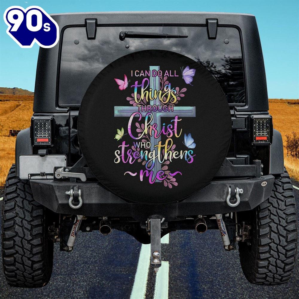 I Can Do All Things Through Christ Butterfly Art - Religious Spare Tire Cover - Religious Christian Spare Tire Cover Car Decor I Can Do All Things Through Christ Butterfly Art - Religious Spare Tire Cover - Religious Christian Spare Tire Cover Car Decor