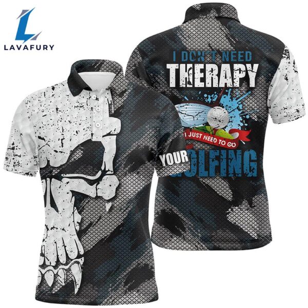 I Don’T Need Therapy Abstract Skull Grunge Mens Golf Polo Shirts Scary    Gift Christmas