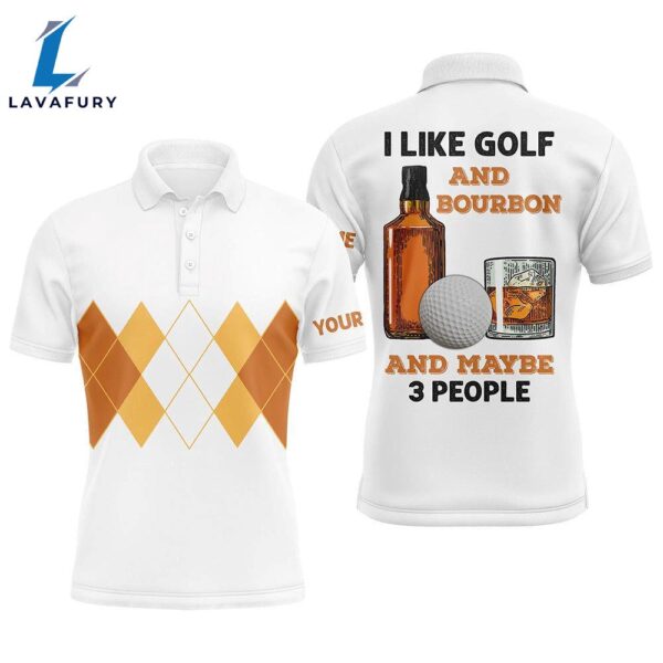 I Like Golf And Bourbon Mens Golf Polo Shirt Custom Yellow Argyle    Gift Christmas