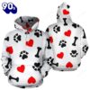 I Love Dog Christmas Hoodie All Over Print  , Pet Christmas 3d Shirt