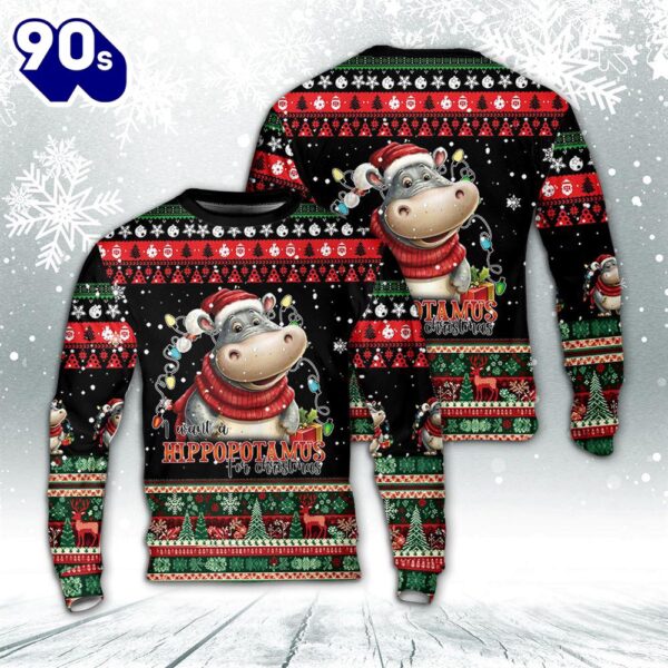 I Want A Hippopotamus For Christmas Aop Sweater