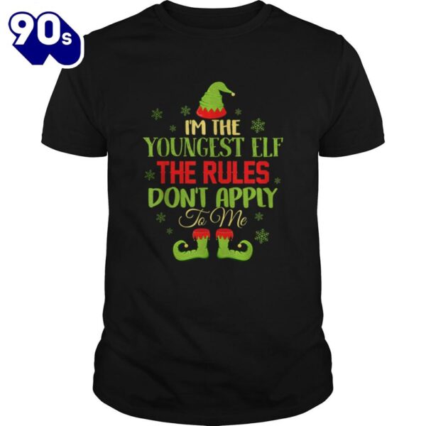 Im The Youngest The Rules Elf Christmas Pajama Shirt Gift Xmas