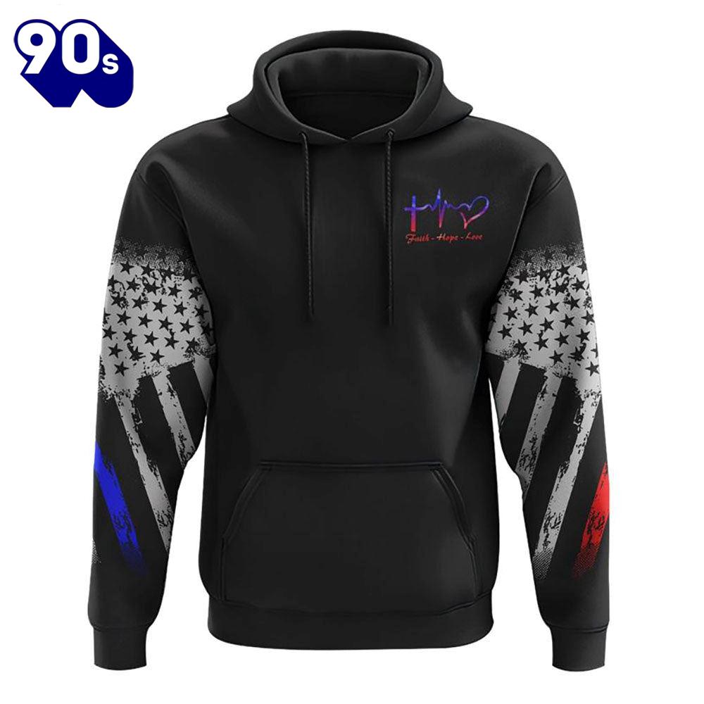 In God We Trust Police Firefighter Wings 3D Hoodie In God We Trust Police Firefighter Wings 3D Hoodie