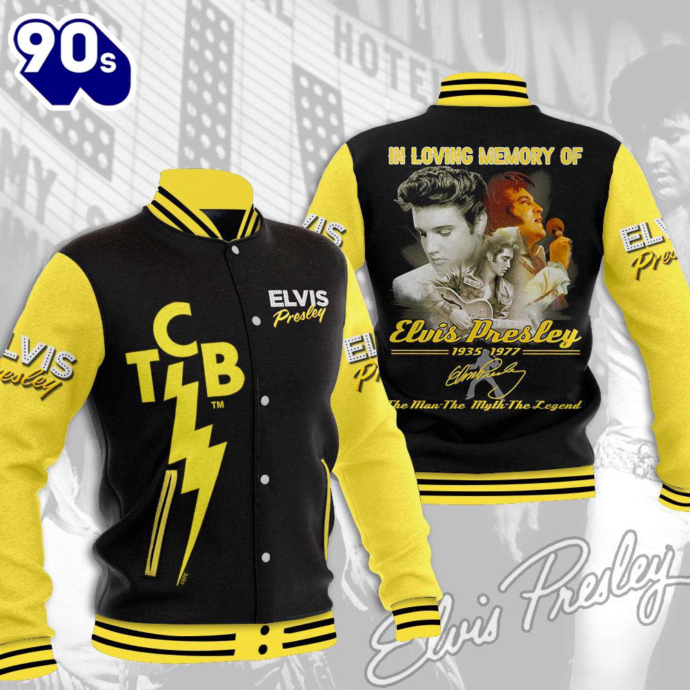 In Loving Memory Of Elvis Presley Signatures Black Baseball Jacket, Sport Jacket Gift Xmas In Loving Memory Of Elvis Presley Signatures Black Baseball Jacket, Sport Jacket Gift Xmas