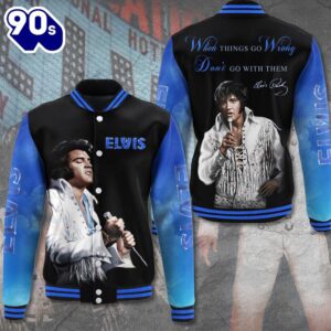 In Memory Of Elvis Presley Special Signatures Black Baseball Jacket Gift Xmas