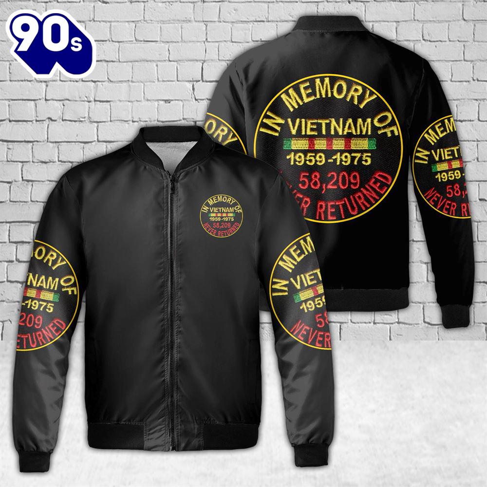 In Memory Vietnam Veteran War U.S Veteran Proud AOP Fleece Bomber Jacket In Memory Vietnam Veteran War U.S Veteran Proud AOP Fleece Bomber Jacket