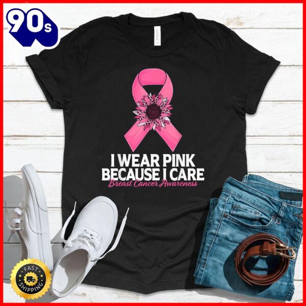 Halloween 2025  In October We Wear Pink Sunflower Breast Cancer Awareness T-Shirt