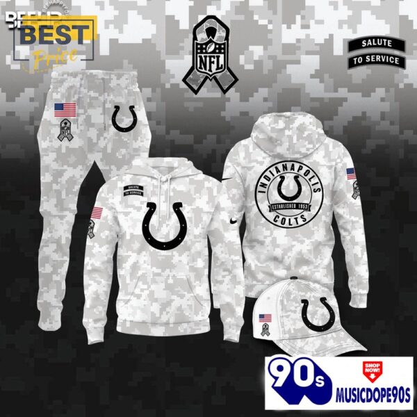 Indianapolis Colts Camo 2024 Salute to Service Hoodie, Jogger, Cap