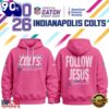 Indianapolis Colts Crucial Catch Follow Jesus 2026 Pink Hoodie, Sport Trend 3D Shirt