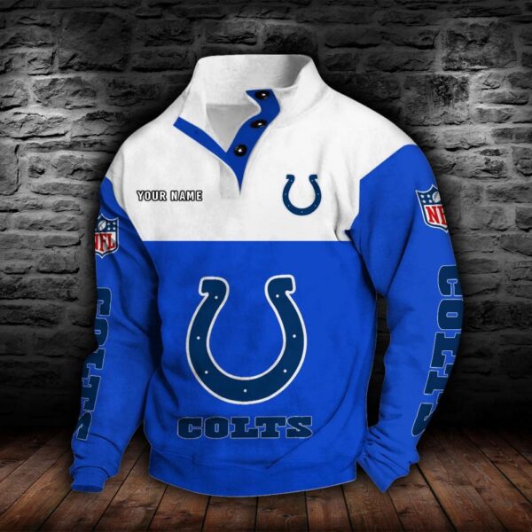 Indianapolis Colts Double Breasted Stand Collar Hoodie