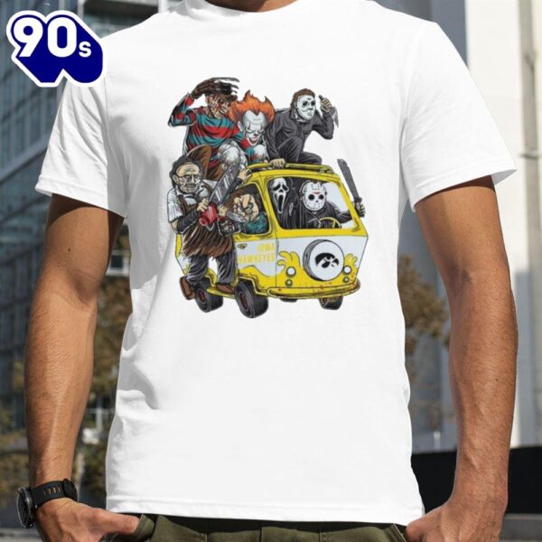 Iowa Hawkeyes Horror Movies Characters Bus Halloween 2024 T-Shirts