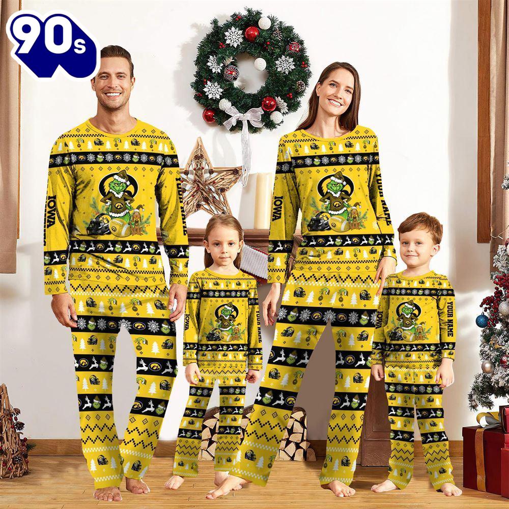 Iowa Hawkeyes NCAA Custom Name Grinch Christmas And Sport Team Pajama Set Gift Christmas Iowa Hawkeyes NCAA Custom Name Grinch Christmas And Sport Team Pajama Set Gift Christmas